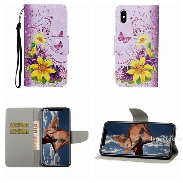 

flower leather wallet case for iphone 11 pro max xs max xr xs x 8 7 6 owl butterfly wolf rose bear star cartoon card holder flip covers