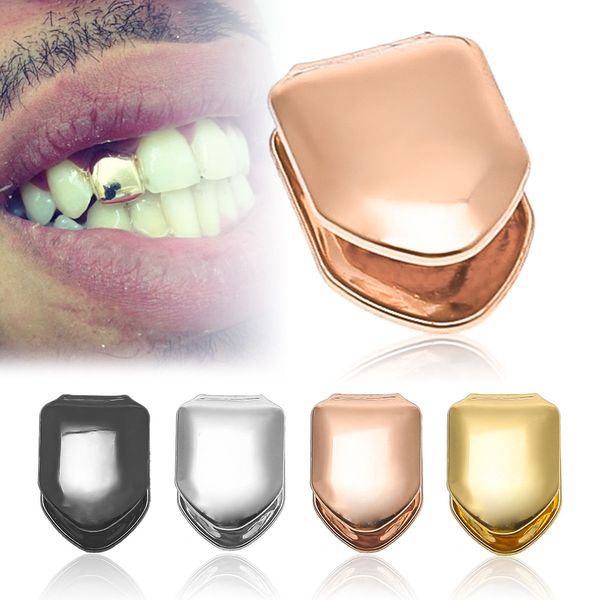 

wholesale punk hip hop gold silver rose black single tooth cap rapper copper teeth grills tooth braces body designer jewelry gifts