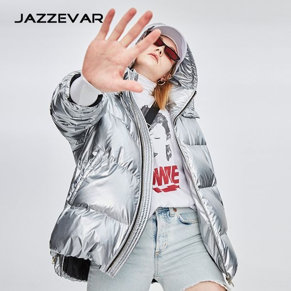 

bread down women's mid-length new silver bright hooded loose thickened bread jacket white duck down jacket, Black