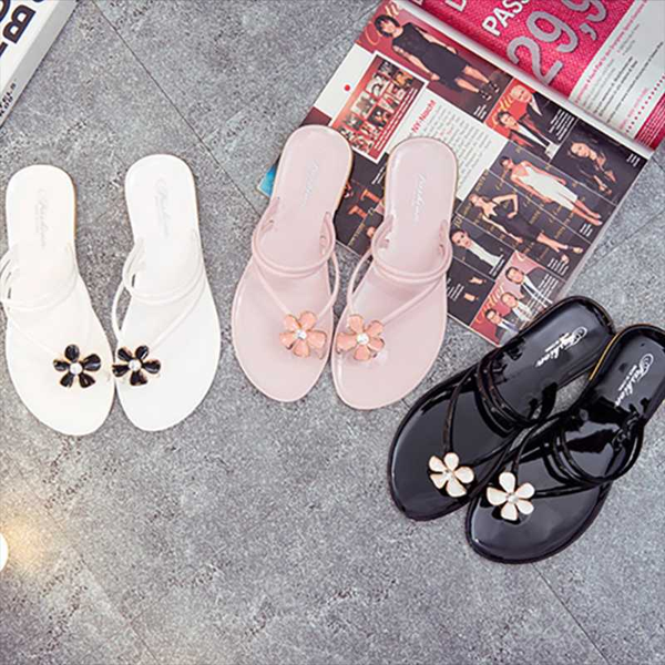 

2020 new summer women flip flops fashion fashion flowers outdoor beach slippers, Black