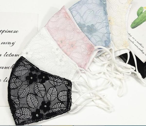 

washable reusable creative fashion lace face mask pattern cotton dustproof washable anti-fog bbreathable 5 colors for women