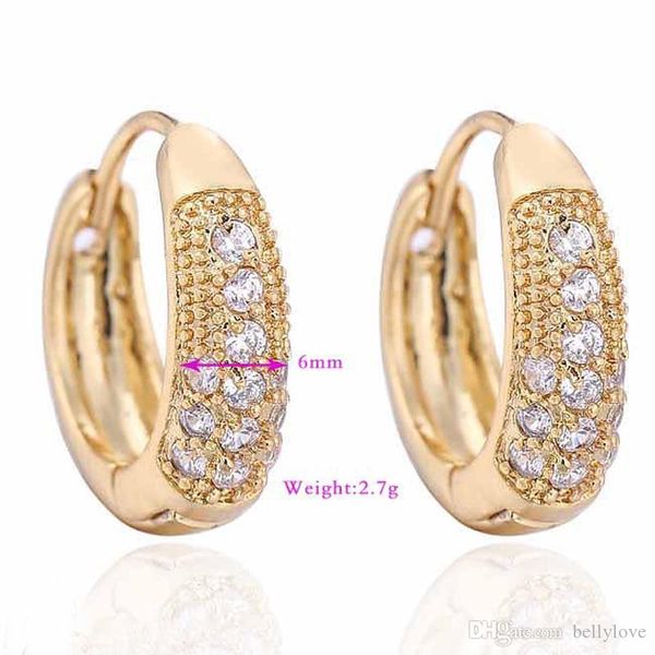 

18k yellow gold plated clear crystal cluster hoop earrings anti-allergy fashion womens jewelry for party gift, Golden;silver