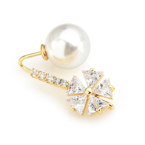 

anti-glare windmill pearl simple brooch pin wild creative dark pin collar fixed buckle clothing accessories female, Gray