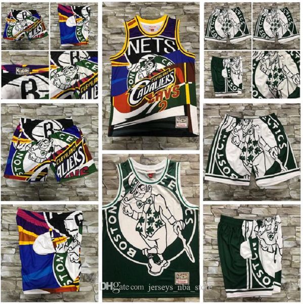 

2020 men basketball new boston celtics 11 irving mitchell&ness european dyed retro jersey and pant 07, Black;red