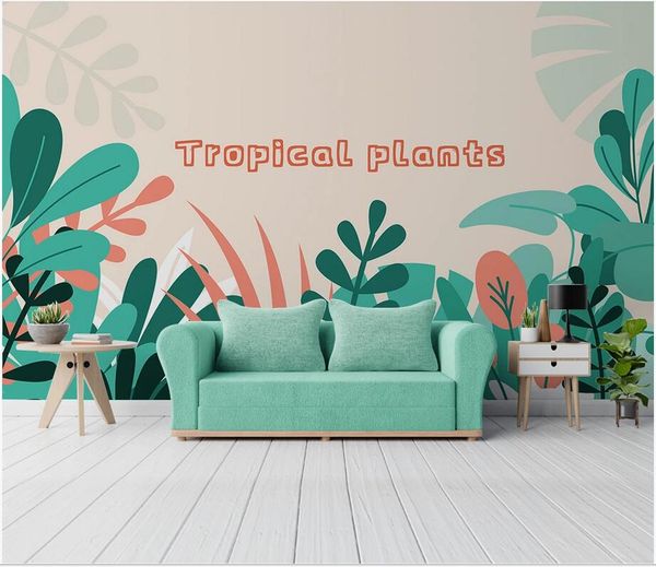 

3d p wallpaper custom mural modern minimalist children's room sky cloud plant cartoon mural art 3d stickers home decoration