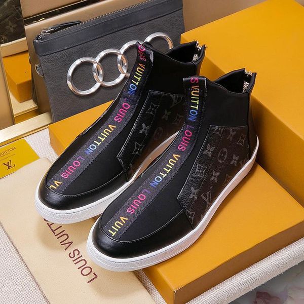 

men fashion ankle boots zipper casual men shoes waterproof chaussures pour hommes luxury casual shoes for men drop shipping, Black