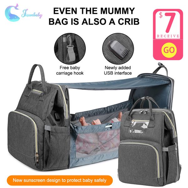 

jusanbaby diaper bags for mummy baby care backpack multifunction waterproof stroller bag baby bed crib