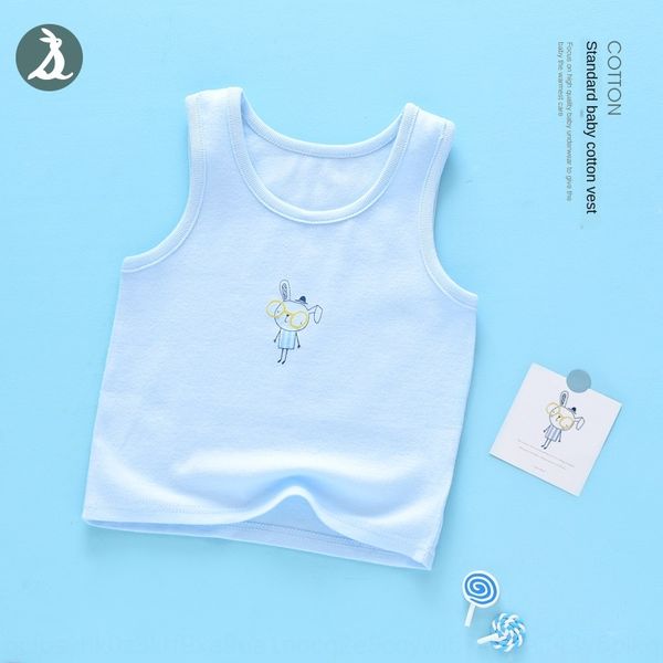 

shengzhe candy card children's pure cotton fluorescent agent-vest for boys and children baby base candy color i-type vest, Blue