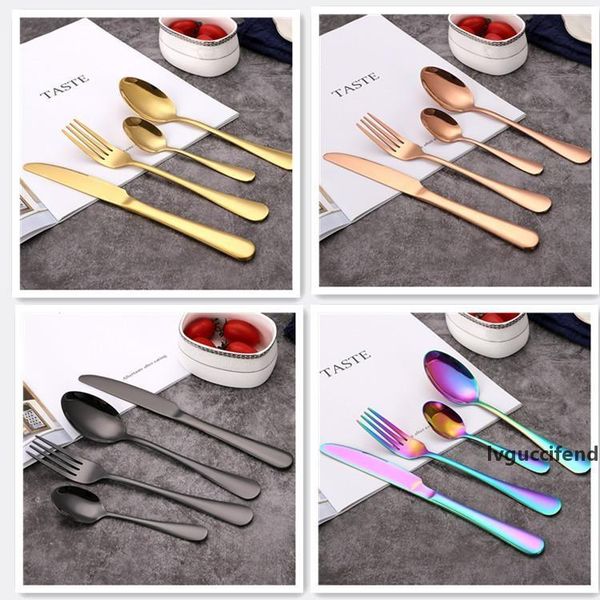 

4pcs cutlery set dinnerware set with silverware flatware set dishwasher safe stainless steel knife fork spoon tableware wholesale