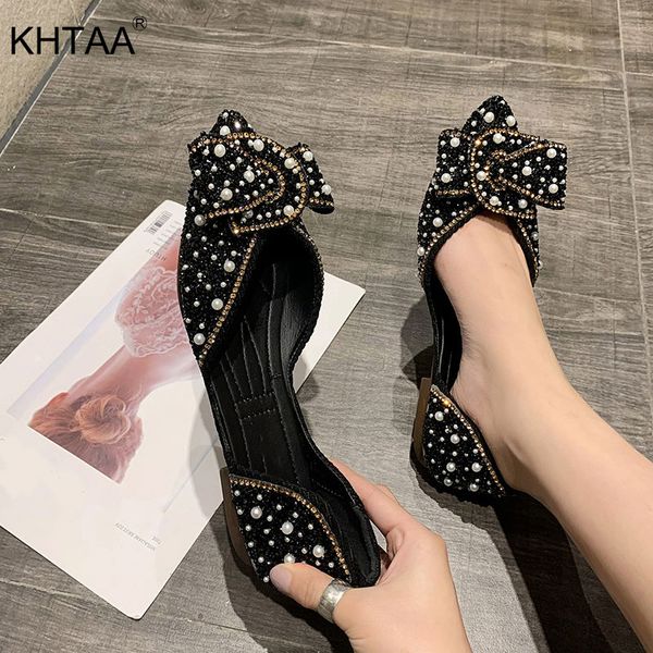 

женщины pearl боути сандалии острым носом элегантные дамы строка из бисера скольжению на falt обувь женский мода bling женщина повседневный, Black