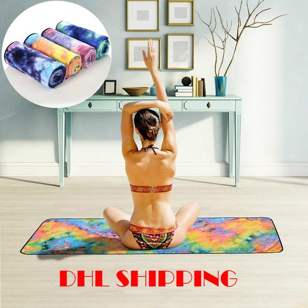 

DHL Shipping, Soft Yoga Blankets Fitness Exercise Pad Cover Tie-Dye Print Yoga Pilates Mat Towel Multi-function Equipment Yoga Mat FY6255
