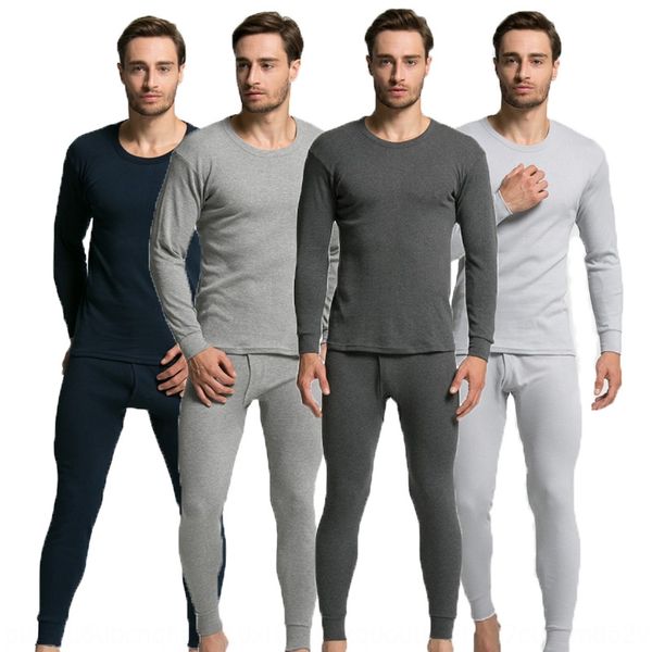

middle-aged and warm trousers suit clothes elderly thermal underwear men's cotton autumn clothes autumn pants set base shirt, Black;white