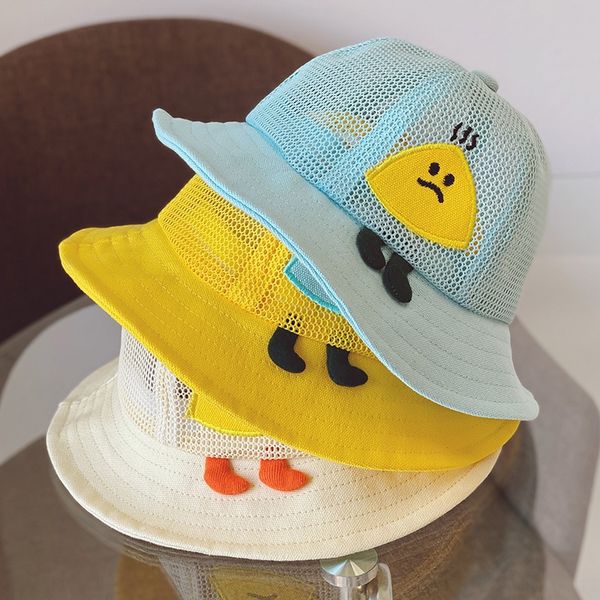 

ребенок рыбака ведро ведро вс 1-3-летний мальчик в бассейне шапка тонкие 2 вс сетки дышащей детской шляпы trendy, Yellow
