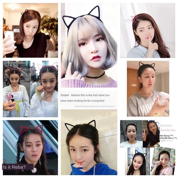 

live tu er online red jewelry children's headband candy color hair card headwear crown rabbit ear selling cute fabric hair band, Slivery;white