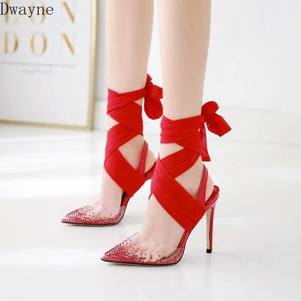 

ribbon fairy wind bow shoes transparent rhinestones baotou sandals women, Black