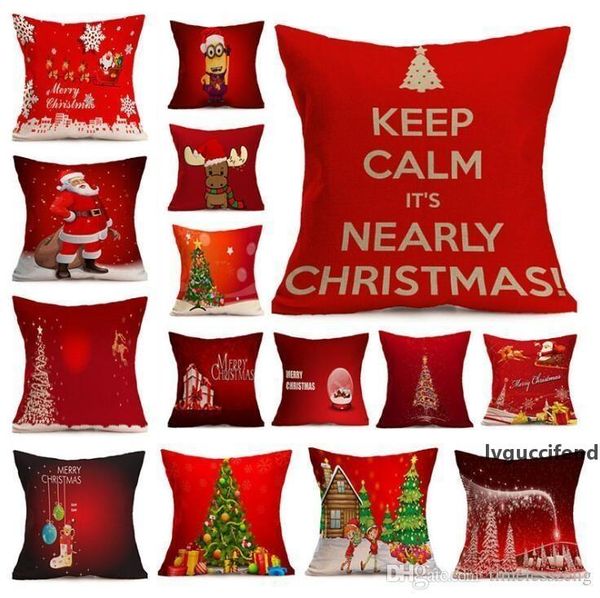 

merry christmas pillow case santa claus printed sofa cushion cover car waist pillowcase home decoration pillow cover happy new year gifts