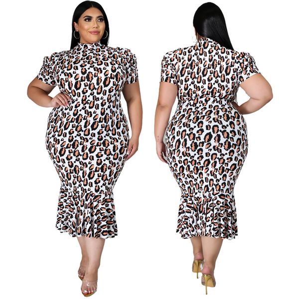 

2020 women's designer women's wear slim fit leopard print large women's dress dhl l1631, Black;gray