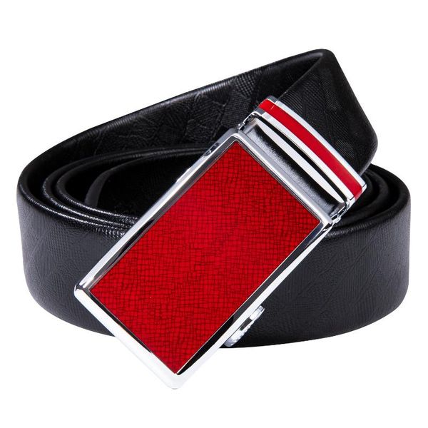 

hi-tie fashion red belts for men automatic buckle cowskin genuine leather luxury belt for jeans plus size 160cm long big belts, Black;brown