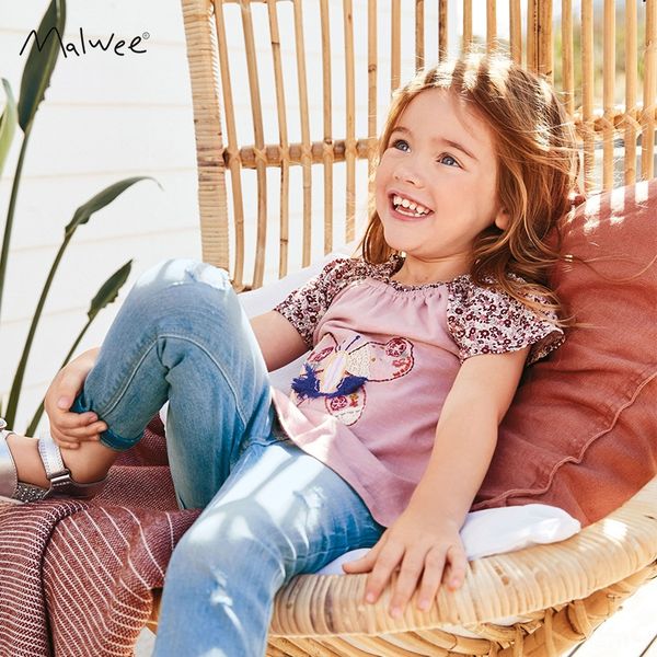 

2020 одежда новых девочек с коротким рукавом детская одежда футболка детская хлопок футболки топ, Blue