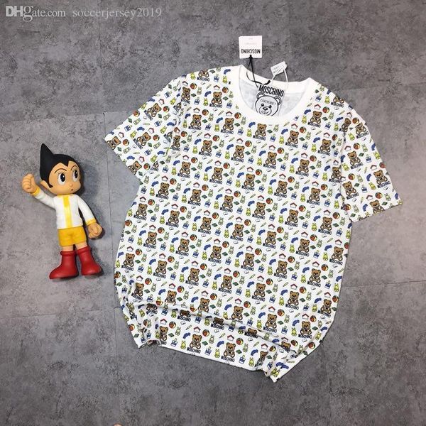 

20ss new arrival paris designer m fashion full printing bear tshirts short sleeve tee breathable shirt streetwear outdoor tshirt 7.1, Black;green