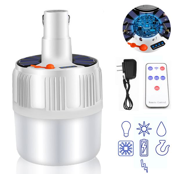 

portable lanterns 60/80/100w camping light outdoor solar led bulb lights battery charge lantern home night market tent lamp