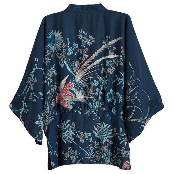 

new harajuku cardigan summer women japanese kimono phoenix printed bat sleeve loose cardigan sun protection blouse d1 s3, White