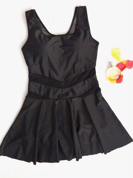 

new women's black small chest gathered spring skirt flat angle one-piece swimsuit women's large swimsuit, White;black