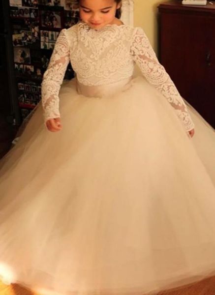 

girls pageant kids formal wear long sleeve new lace applique baby children party dress birthday christmas flower girls dresses, Red;yellow