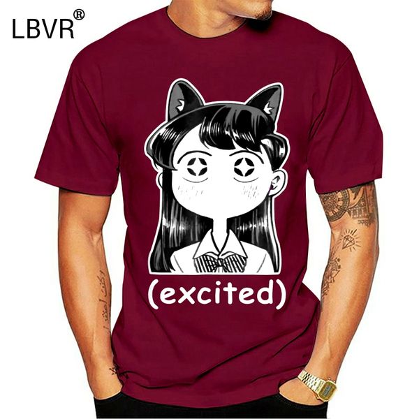 

brand men shirt anime manga excited komi san cat meme t shirt, White;black