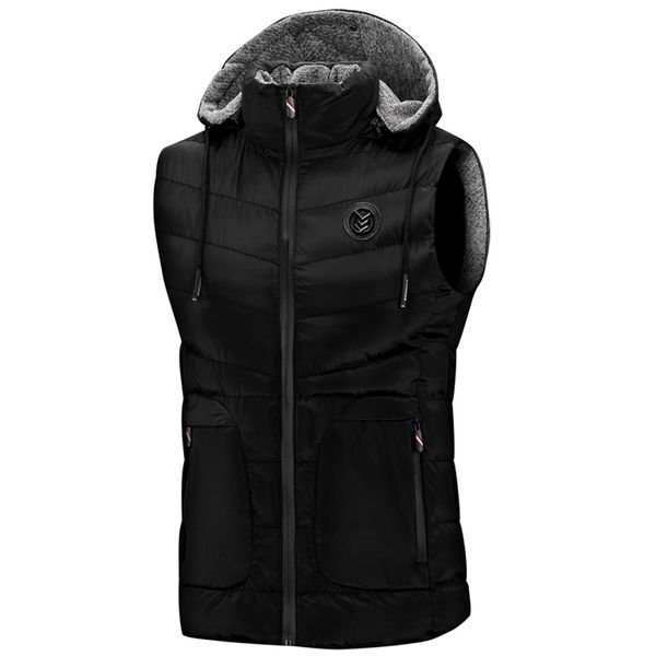 

autumn winter vests men new stylish vest mens plus size warm sleeveless jacket men winter waistcoat men's vest hood casual coats, Black;white