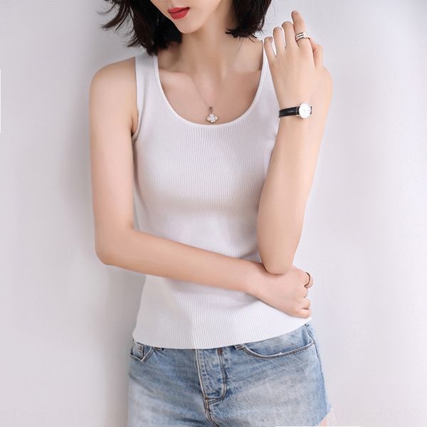 

2020 camisole women's summer coat shirt tie ice silk knitted black and white base shirt armless coat, Camo