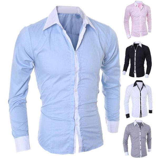 

business men turn down collar long sleeve color cotton prom slim shirt long sleeve color cotton prom slim shirt business men, White;black