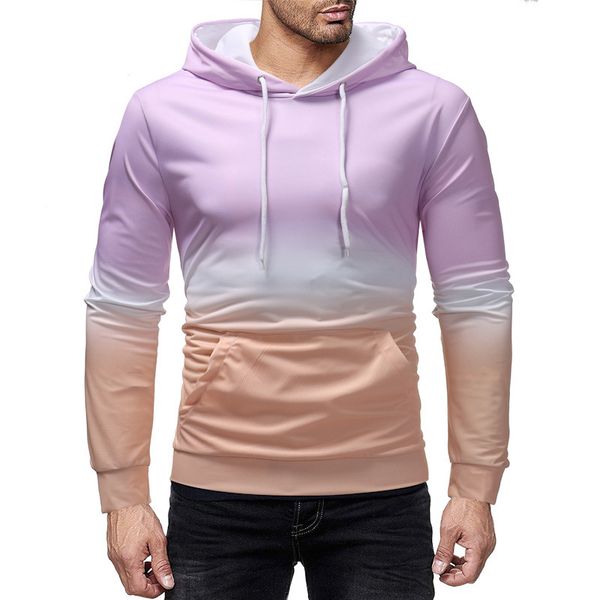 

e-baihui 2021 fall/winter new men's clothing gradient print hooded men's sweater european and american plus size men's jacket, Black