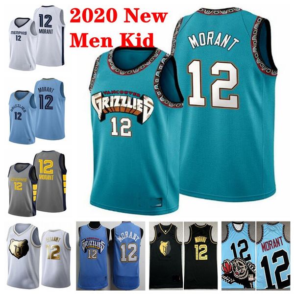 

2020 men kids memphis grizzlies edition ja 12 morant basketball jerseys youth morant jerseys green white, Black;red