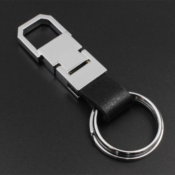 

new double oblique pull type key chain men leather car metal key chain car ring monster keychain jewelry gift, Silver