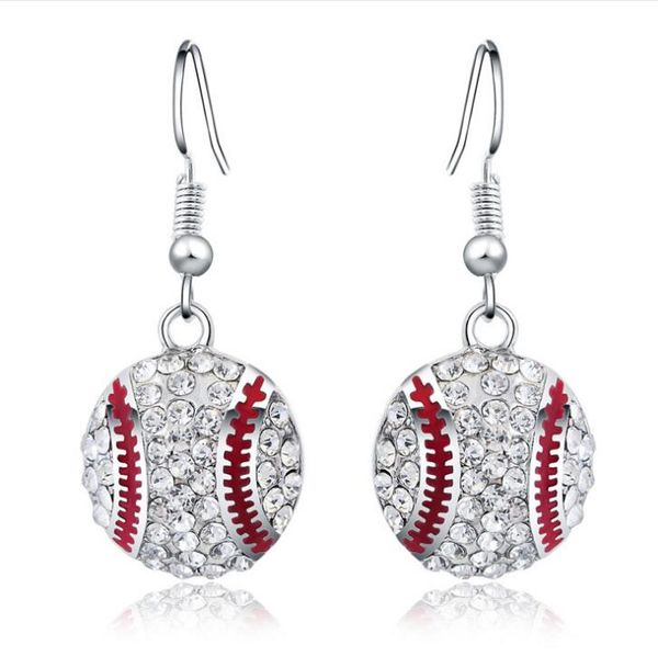 

fashion earrings full rhinestone silver round baseball earrings temperament earrings wy1402
