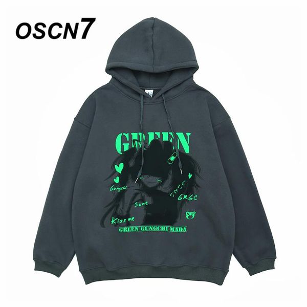 

oscn7 high street plus velvet warm hoodies men 2020 winter japanese streetwear harajuku oversize hooded sweatshirt mens h1055, Black