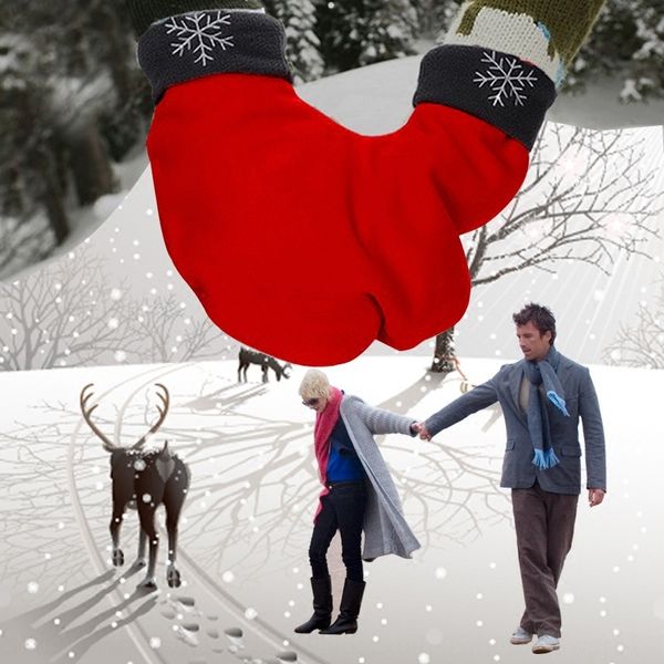 

q4fbq 2019 warm embroidery gloves new snowflake embroidery fleece couple hand-holding gloves double-layer warm thickened creative personalit, Blue;gray