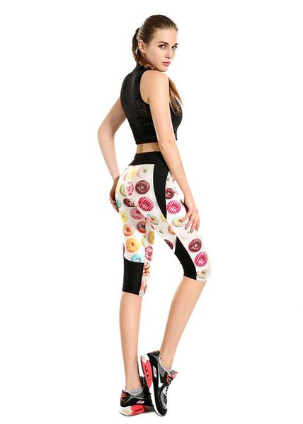 

printing delicious donuts high-waisted seven sports pant wholesale 4f33097, White;black