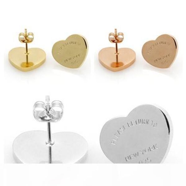 

luxury earrings fine jewelry love heart earring women charm earring stud earings for woman jewerly, Golden;silver