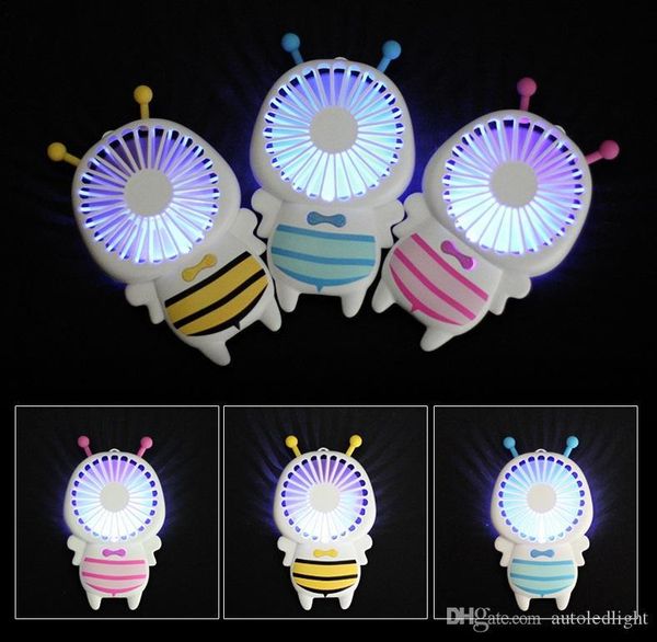 

handy c mini bee handle charging electric fans thin handheld portable luminous night light for home office gifts 3 colors