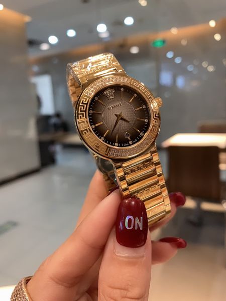 

new ladies watch ladies designer quartz watch selling classic gold case thin watch sapphire mirror waterproof watchs girlfriend gift, Slivery;brown