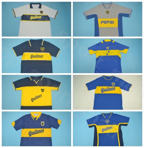 

2000 2001 2002 2005 2007 boca juniors retro caniggia soccer jersey gimenez tevez guillermo cardozo benedetto centenary football shirt kits, Black;yellow