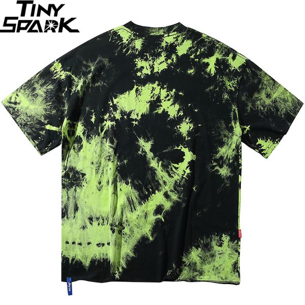 

2020 men hip hop t shirt tie dye devil print oversize t-shirt streetwear hiphop loose tshirt summer short sleeve tee cotton mx200611, White;black