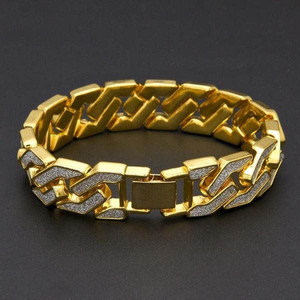 

cuban link chain bracelet for mens iced out hip hop bracelets jewelry gold plating bangle zircon chains