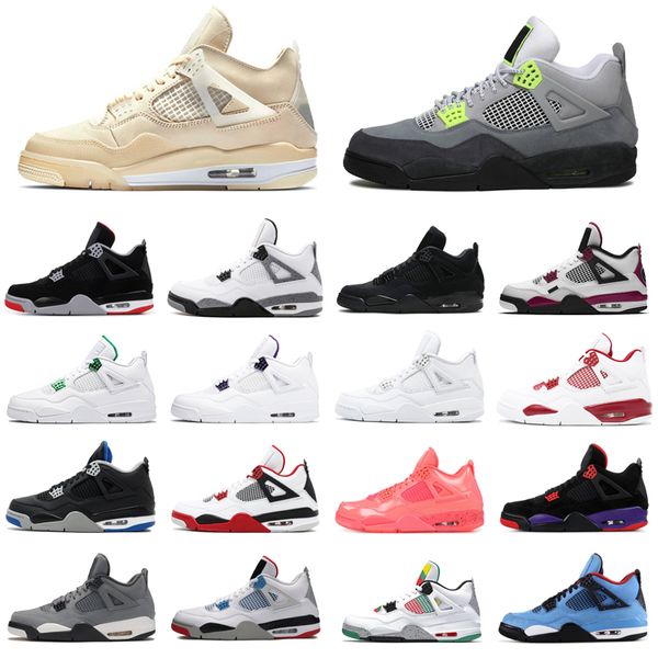 

4 4s men basketball shoes sail jumpman neon laser black cat gum bred cement rasta raptors wings men womens trainers outdoors sports sneakers