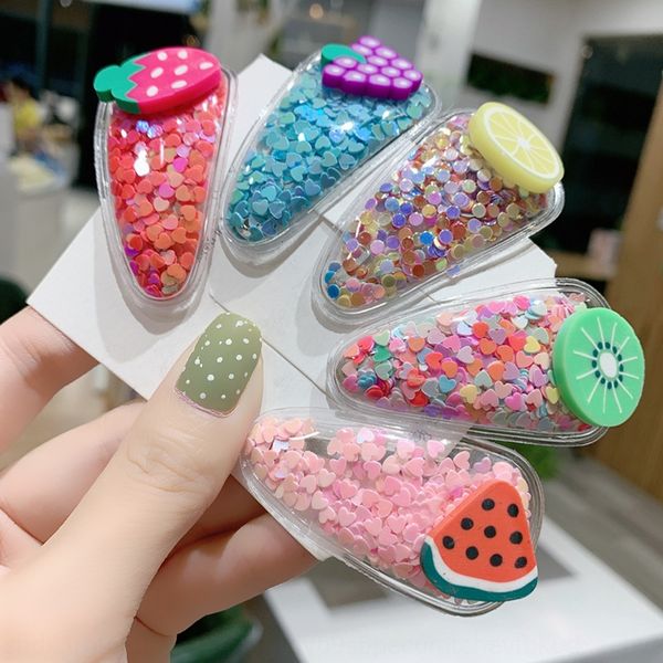 

tiktok quicksand hairpin cute children transparent bb headdress fruit clip fruit hairpin girl's headdress, Slivery;white