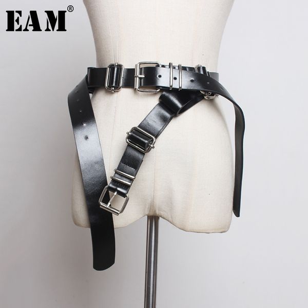 

eam] black buckle split joint long pu leather belt personality women new fashion tide all-match spring autumn 2020 1h228, Black;brown