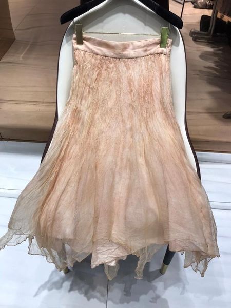 

2020 new ladies fashion dyed irregular silk skirt 0630, Black