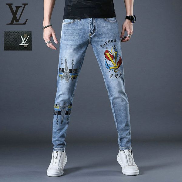 

2020 men's winter warm jeans pants fleece destroyed ripped denim trousers thick thermal distressed biker jeans for men clothes ~~te140, Blue